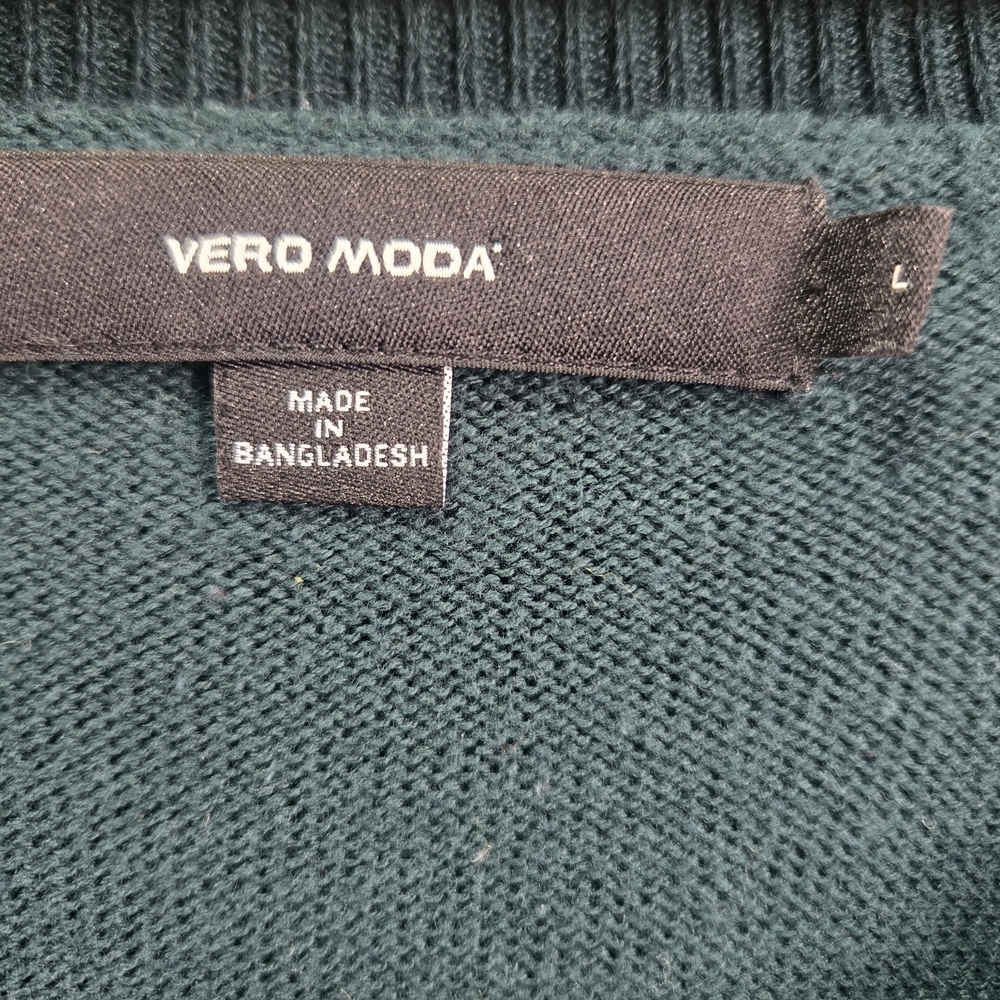 Vero Moda Teal Green V-Neck Knit Sweater Size Large - Picture 4 of 6